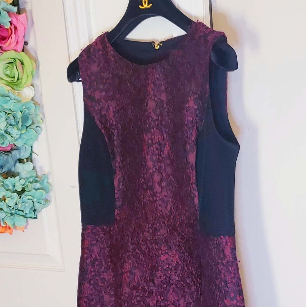 $210 DKNY New Jacquard Floral Fit Flare Sleeveless - Picture 6 of 16